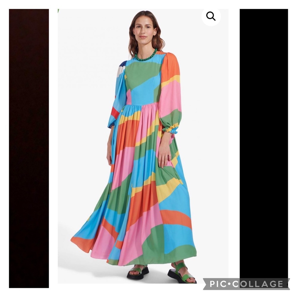 🆕 STAUD Viola Maxi Dress in Abstract Capri Coastal Marble